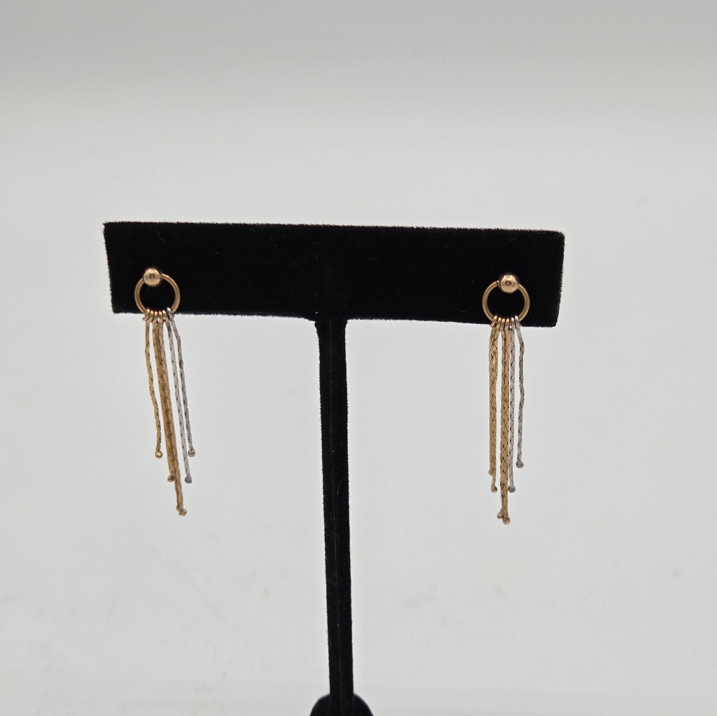 Two-Tone 14k Gold Tassel Dangle Earrings